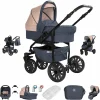 Friedrich Hugo Berlin | 3 In 1 Kombi Kinderwagen Set | Luftreifen Dark Blue And Beige Night 5